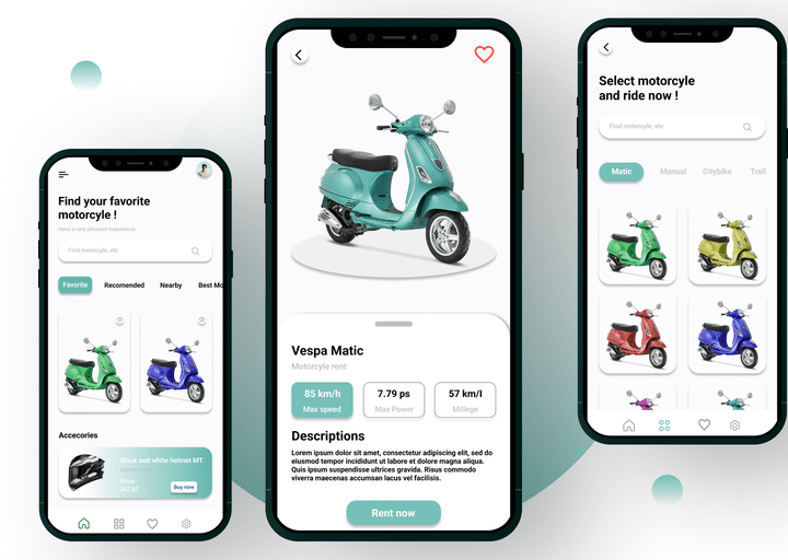 Modern UI design of Bike Rental Mobile Application