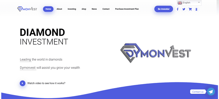 dymonvest موقع الكتروني تعريفي  مع متجر نفس الوقت