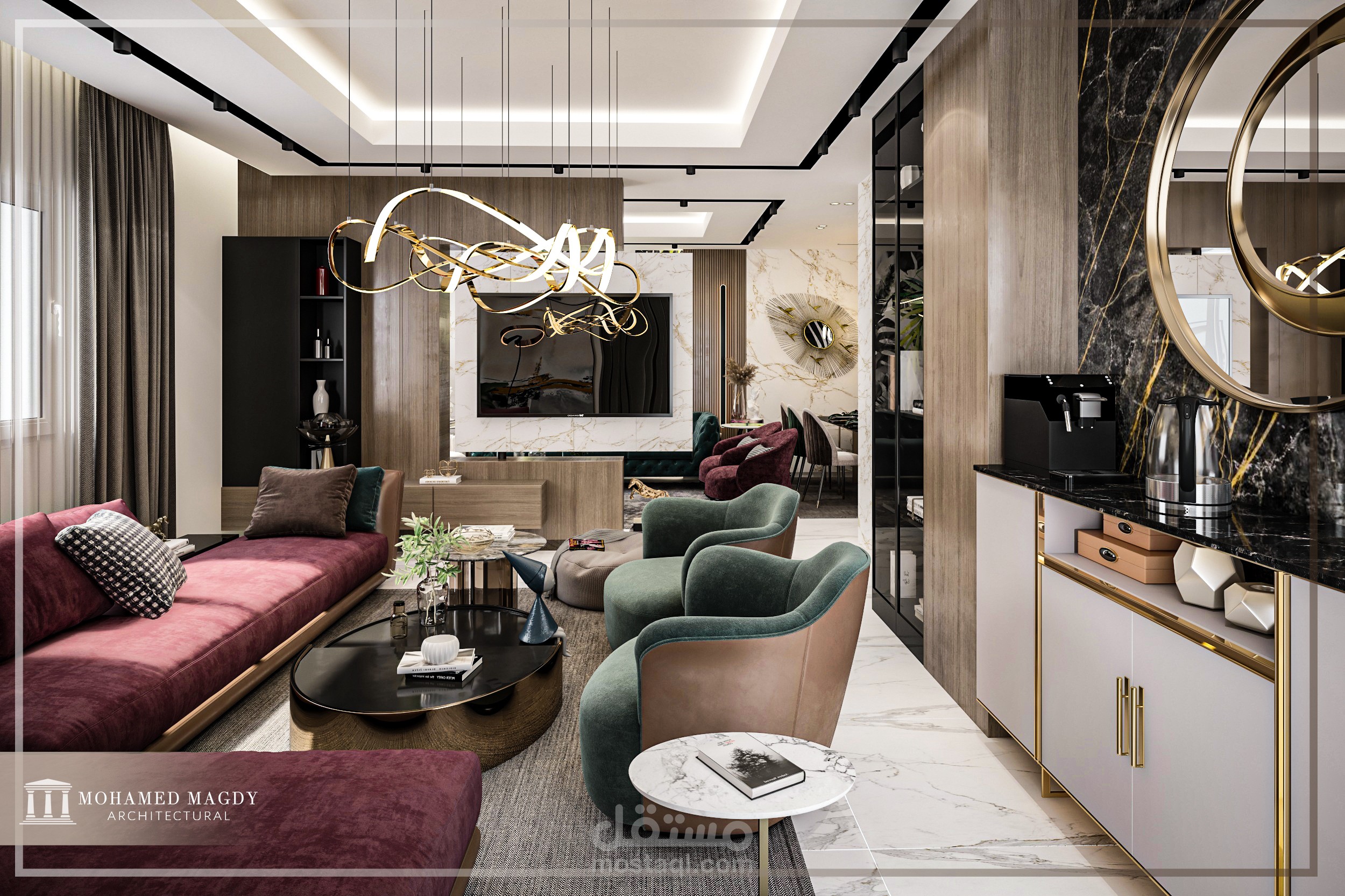 LUXURY RECEPTION , DINING ROOM & LIVING ROOM INTERIOR DESIGN | مستقل