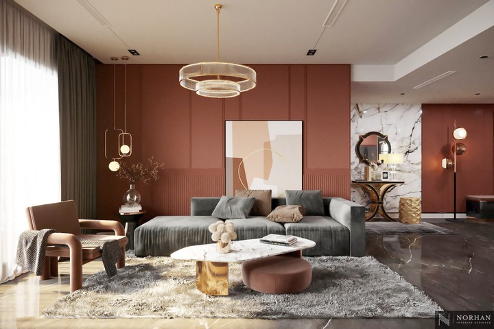 Contemporary Marsala Living room