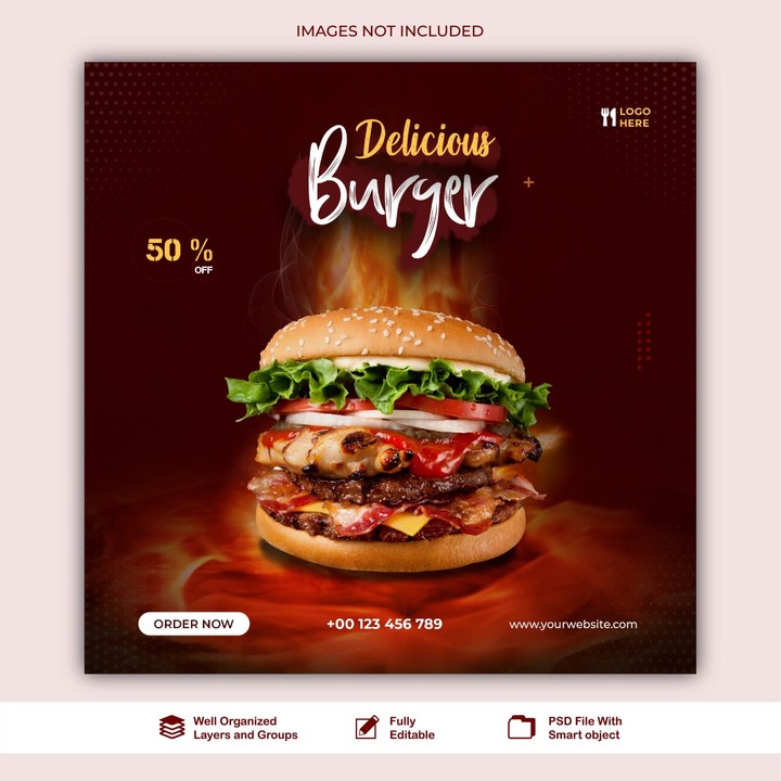 تصميم سوشل ميديا Delicious Burger