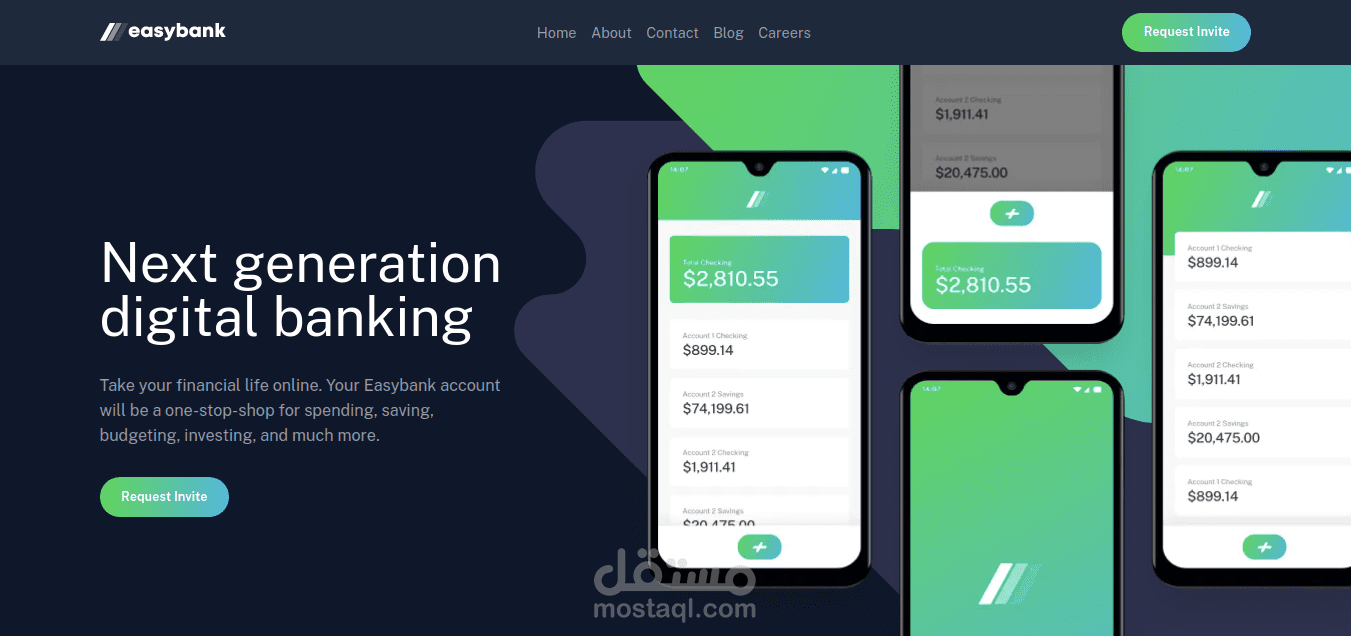 تصميم easybank landing page
