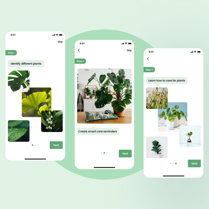 On-boarding plant care app