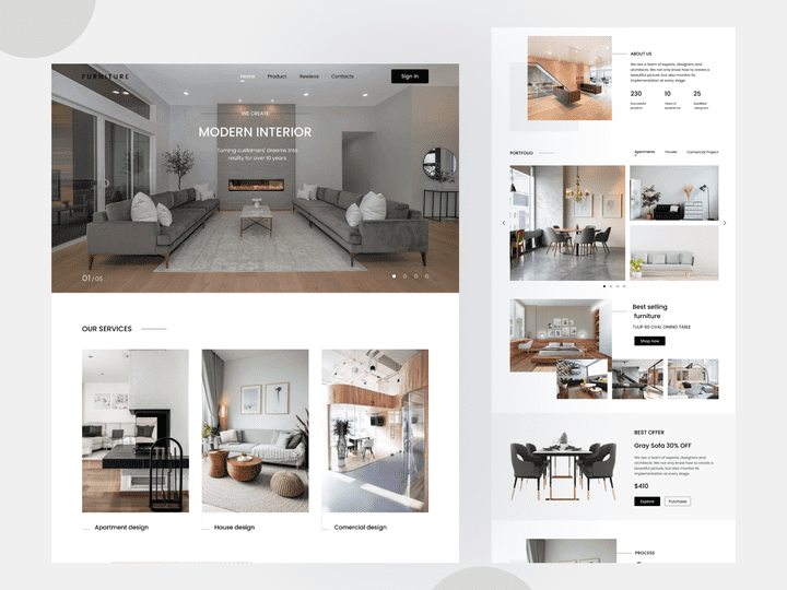 Furniture landing page