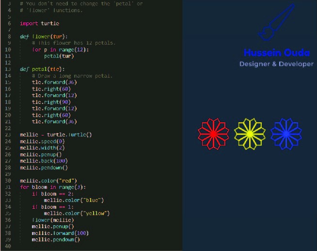 أرسم أزهار بلغة Python