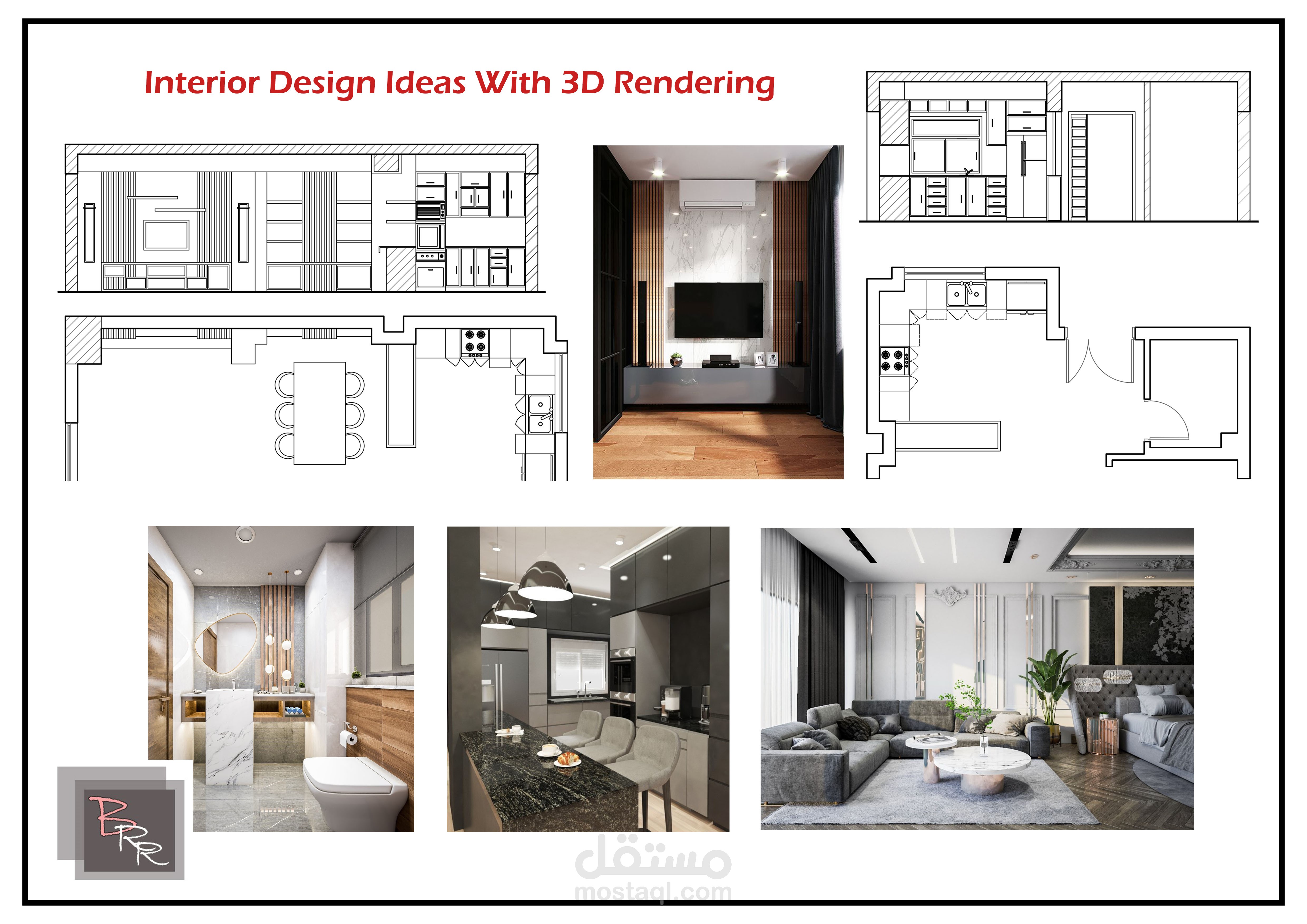 تصميمات  معمارية  داخلية و خارجية للمساقط الافقية و الواجهات و القطاعات