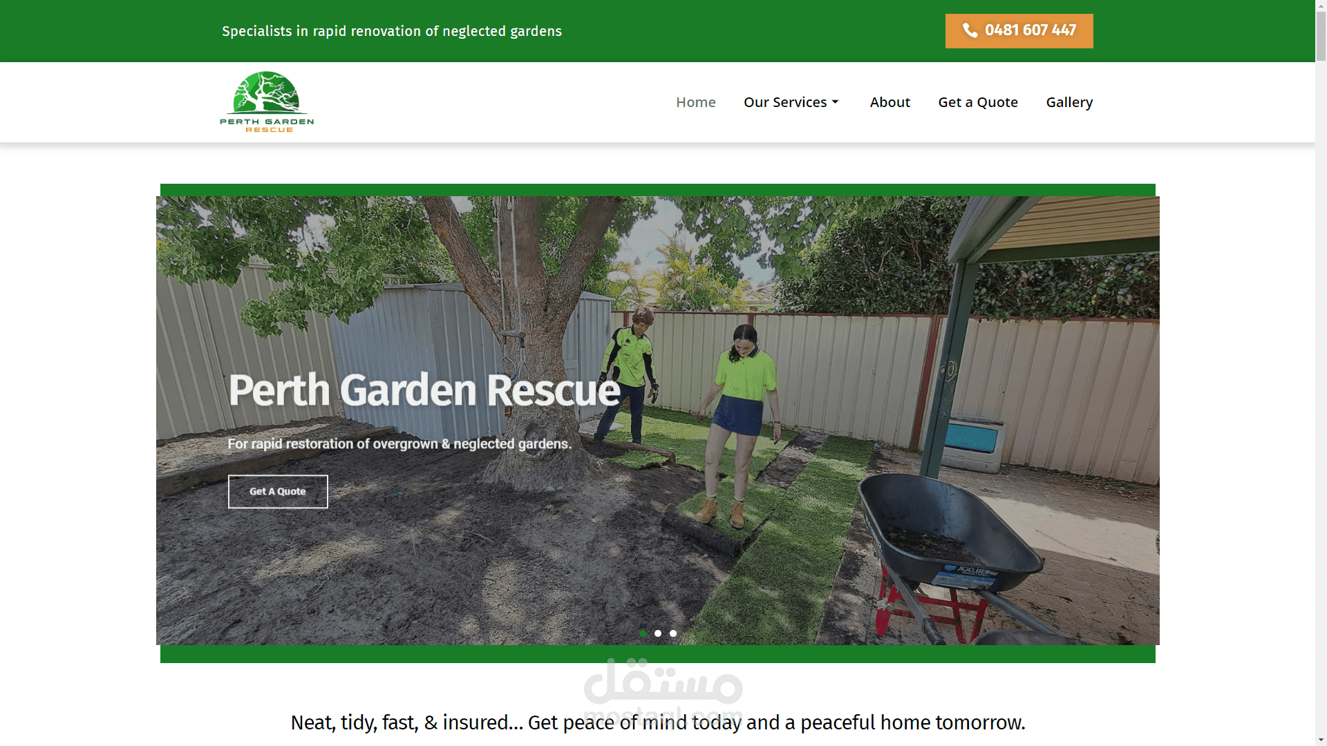 موقع الكتروني لشركة استرالية garden rescue