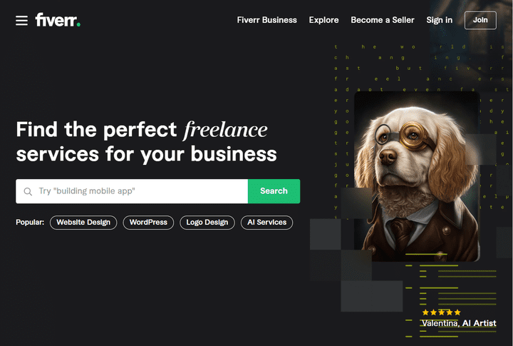 Fiverr landing page