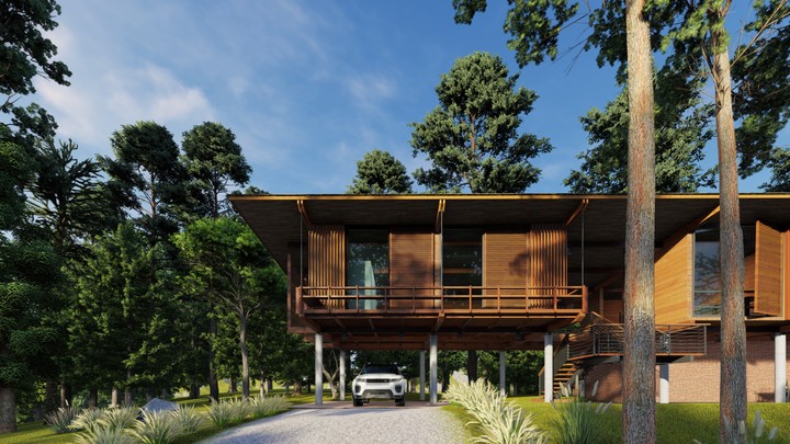 Exterior forest house