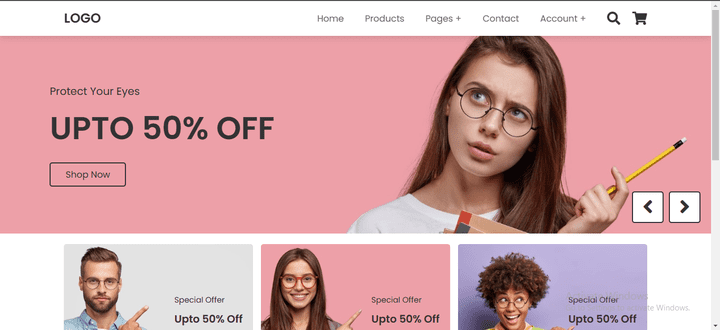 Glasses E-Commerce Website Design