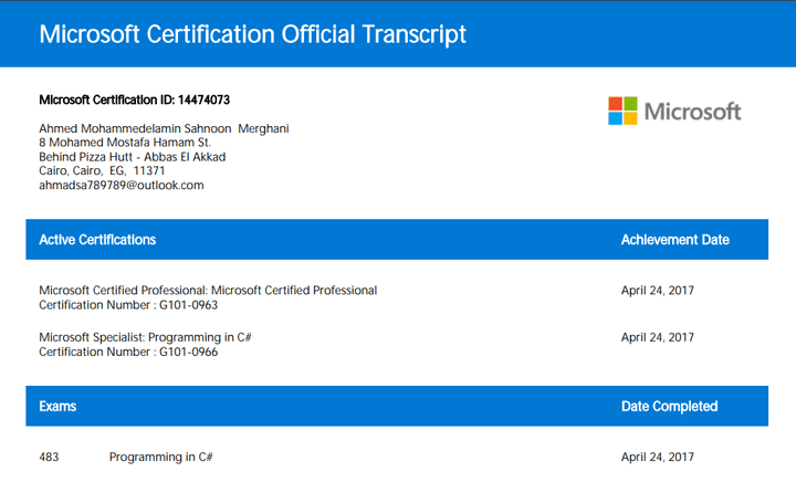 Microsoft Certified Specialist: Programming in C#