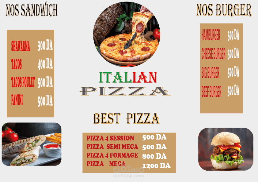 تصميم menu pizzeria   brochure