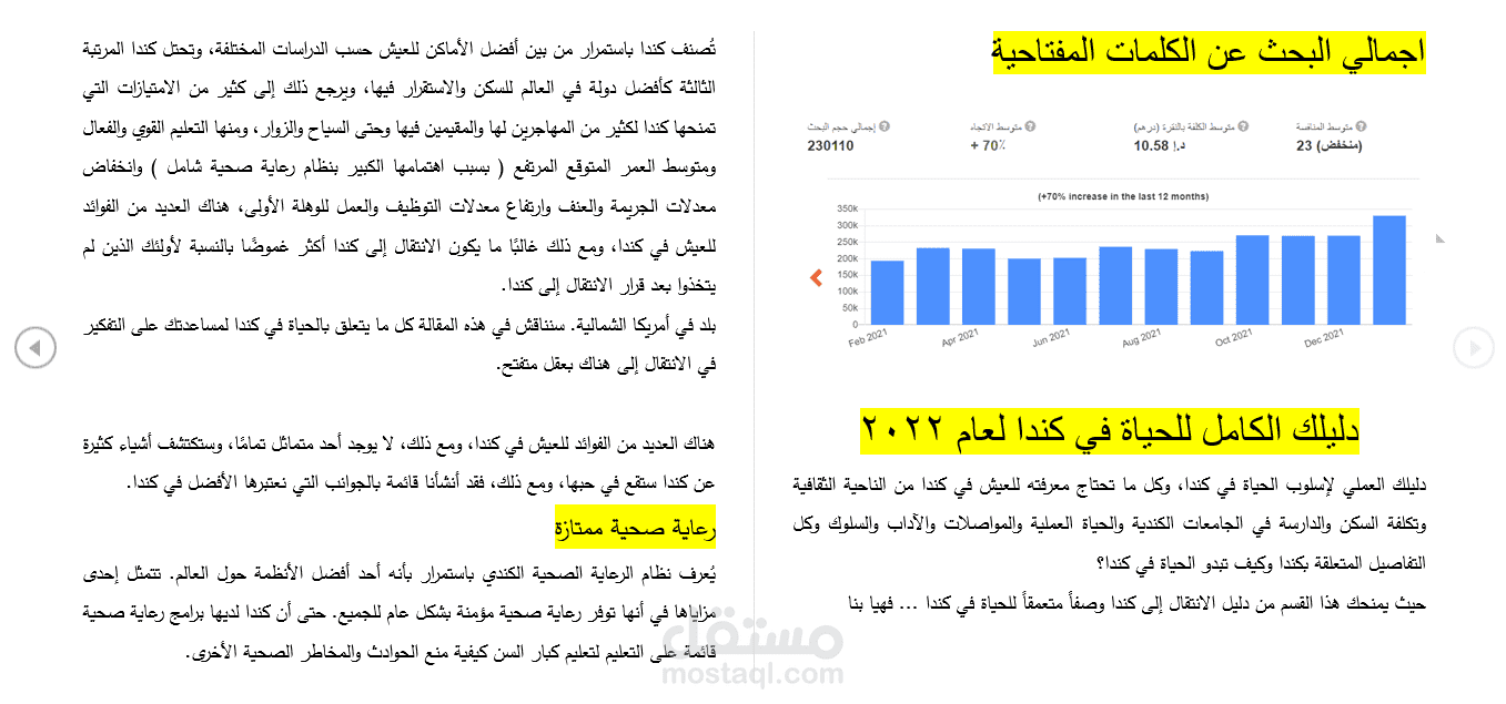 مقال بعنوان الحياة في كندا