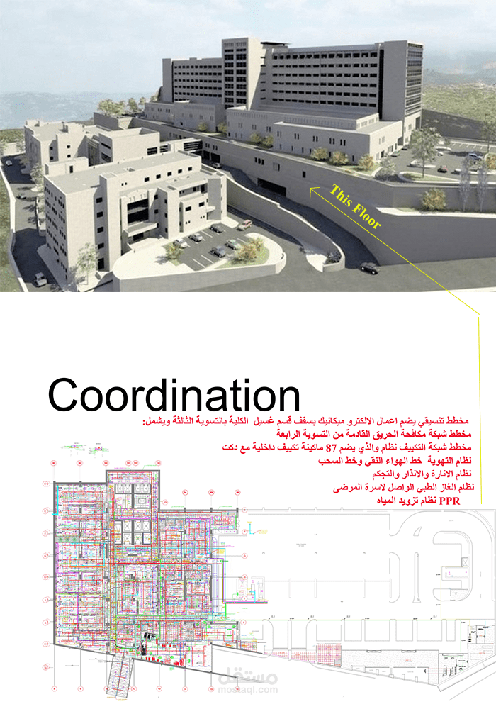 مخططات تنفيذية لانظمة ميكانيك تم تركيبها داخل مستشفى النجاح الوطني - المبنى الجديد