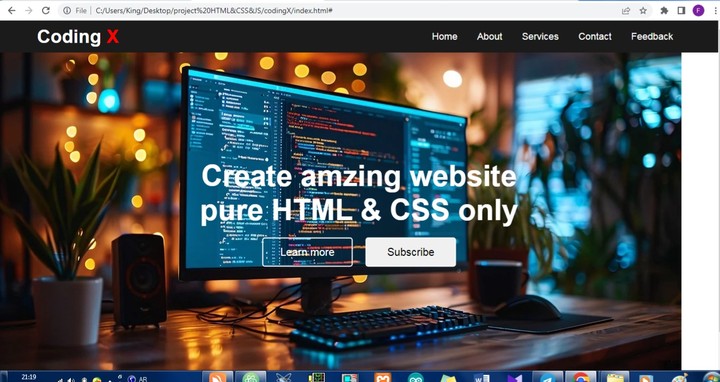 تصميم موقع Coding X الافتراضي