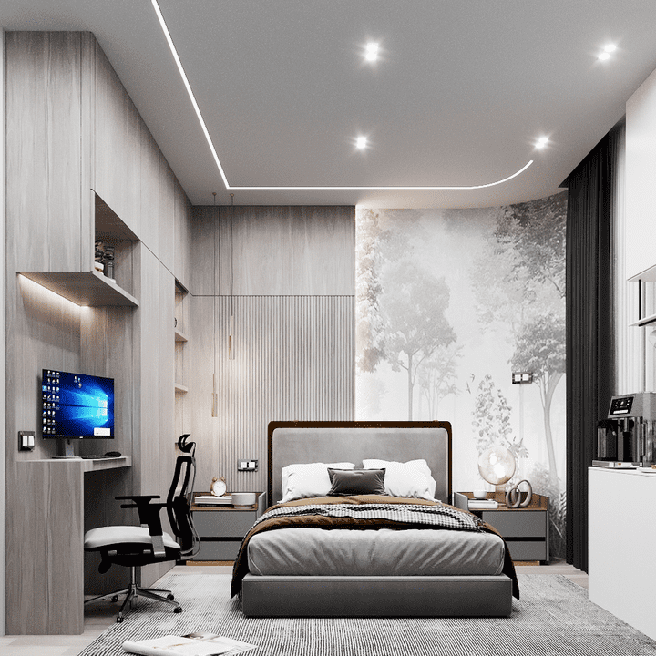 تصميم غرفة نوم مع الحمام و البلكونة _الإمارات