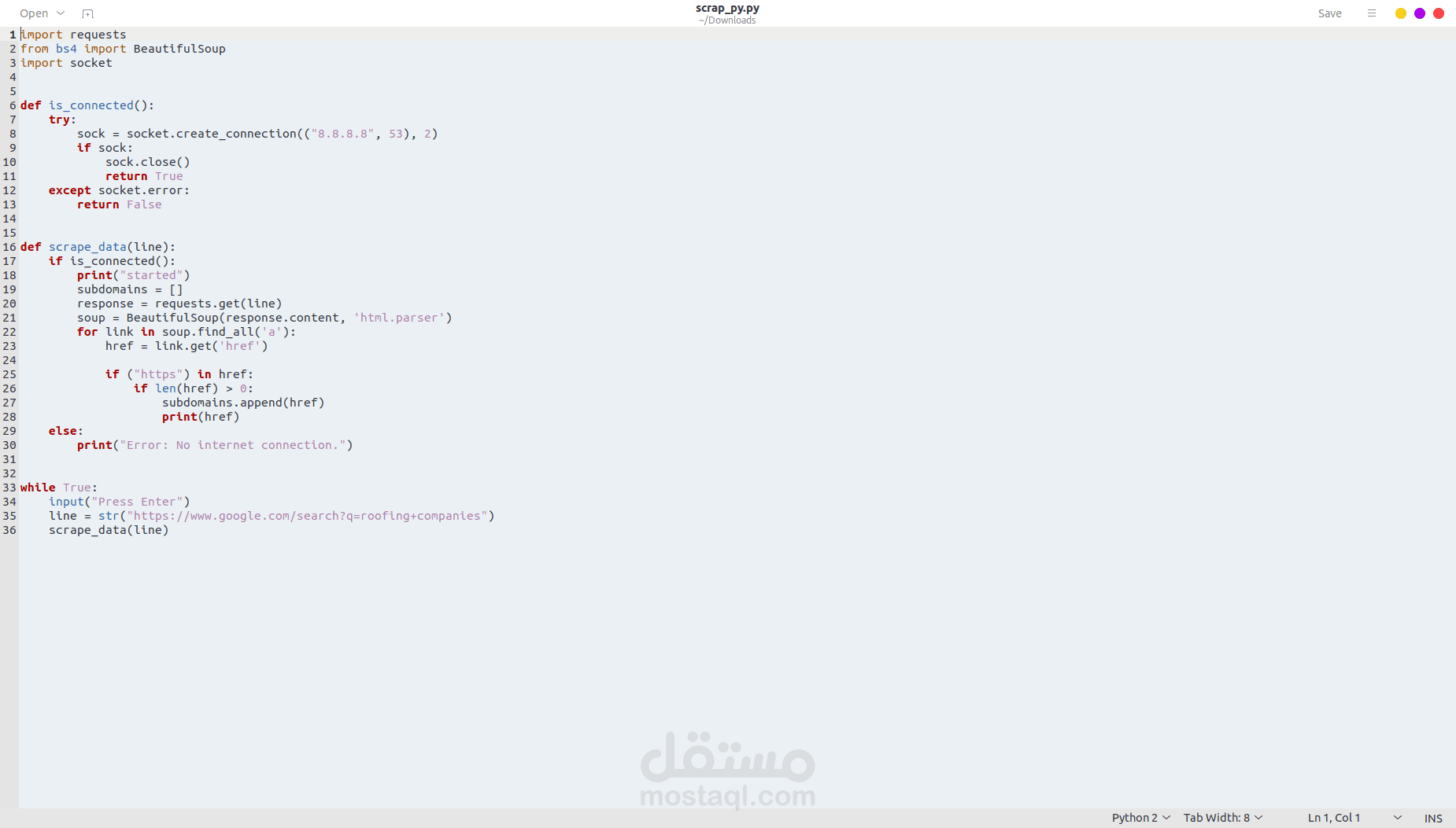 web scraping python script | مستقل