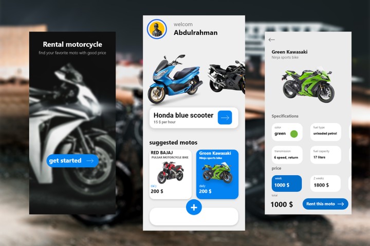 Rental motorcycle app _ UI design