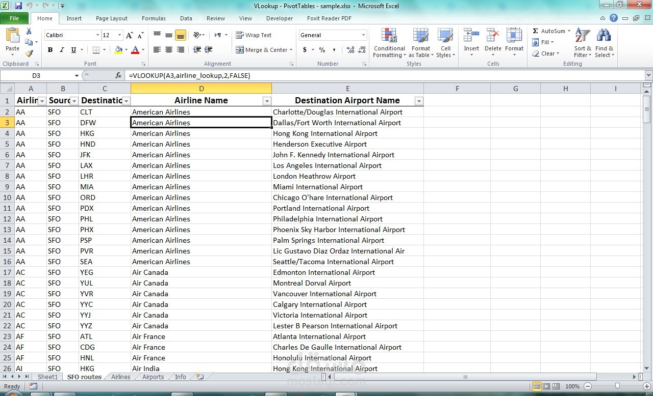 pivot and vlookup tables in excel