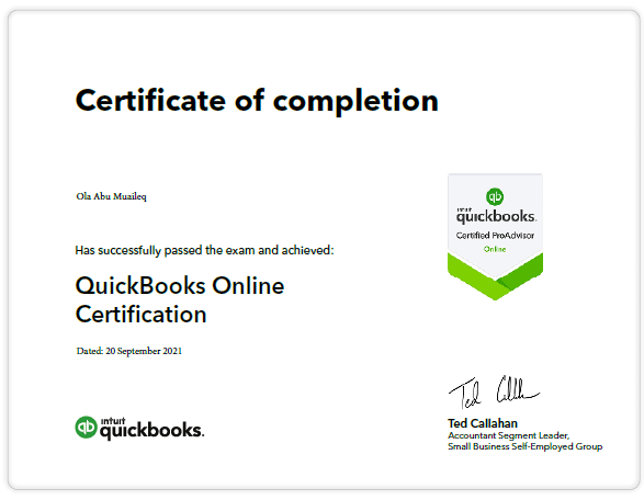 QuickBooks Certificate