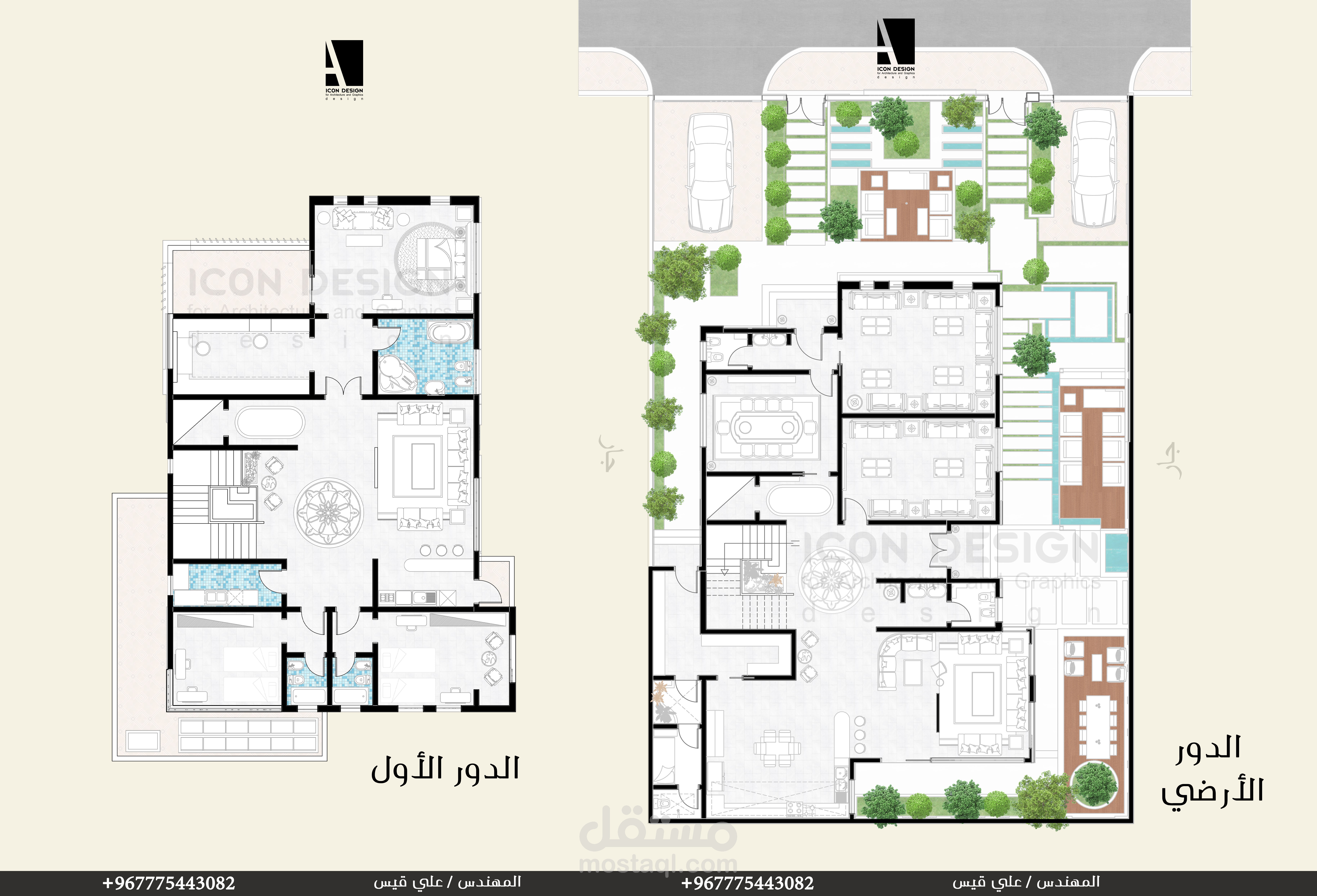 مخططات معمارية لفيلا دورين من تصميمي Architectural plans for a modern villa