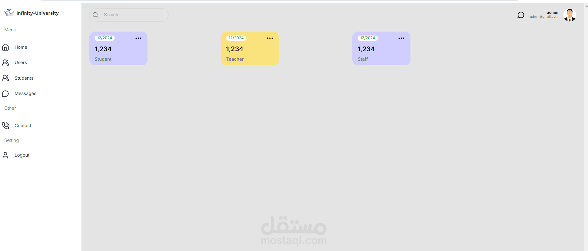 عمل dashboard  لشركه تقدم كورسات اونلاين