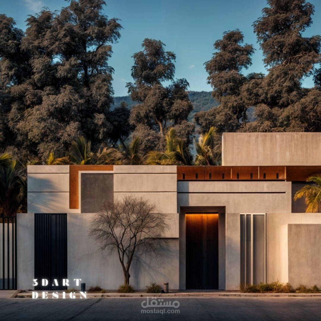 فيلا خاصة بتصميم عصري – مزج الخامات الطبيعية مع البساطة المعمارية
