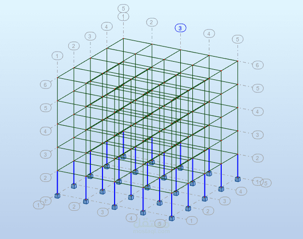 نمذجة مشروع(منشأة) خرساني متكون من 5 طوابق.