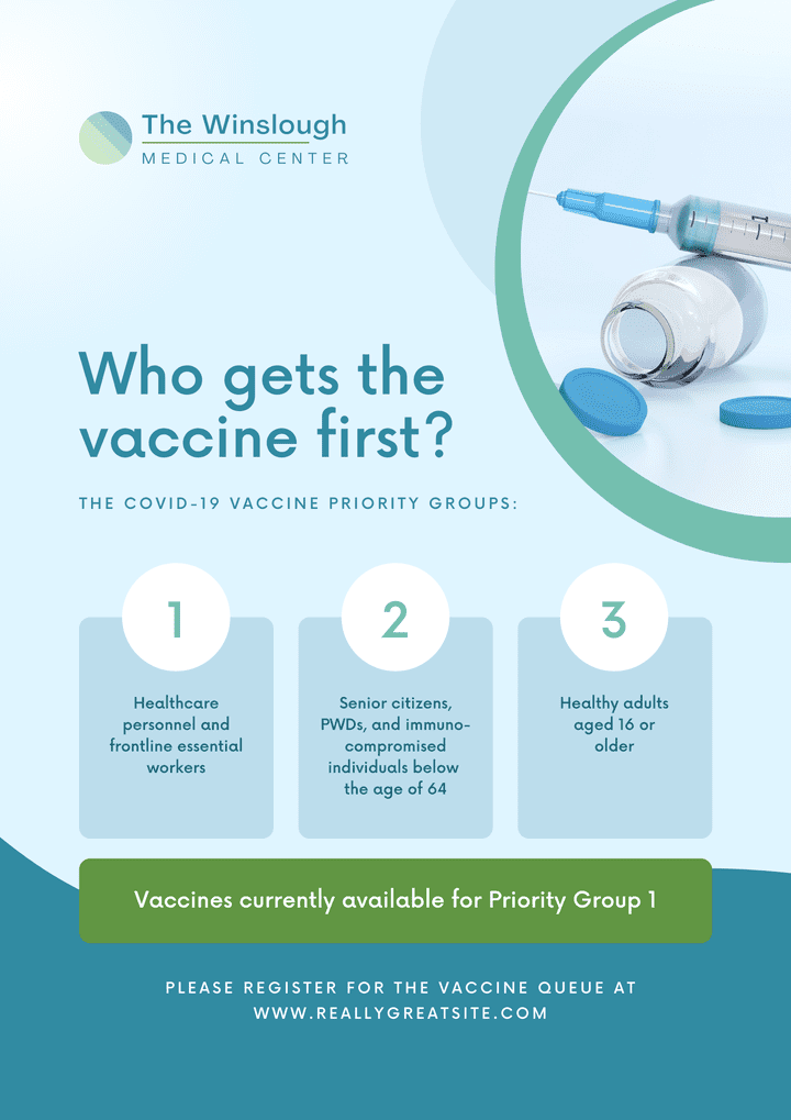 تصميم بوستر دعائي خاص بتطعيم فيروس كرونا