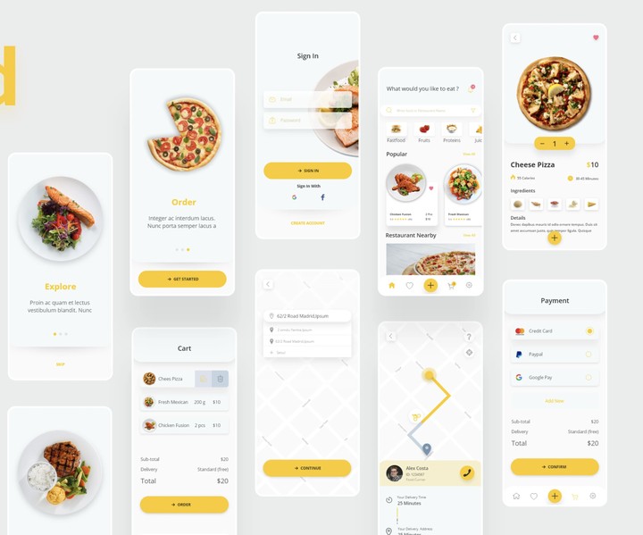 تطبيق توصيل من المطاعم تم تصميمه UIUX
