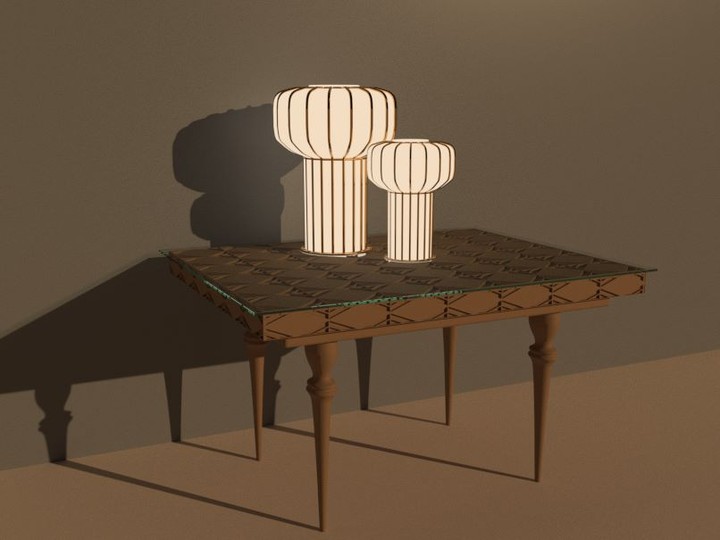 تصميم مصباح إنارة و طاولة