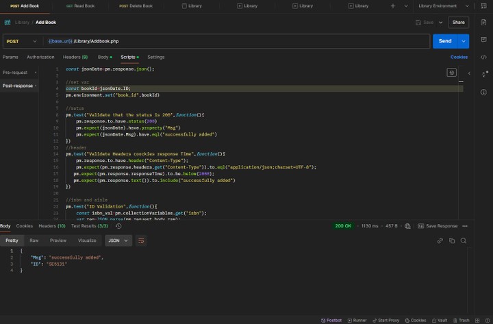 اختبار واجهات برمجة التطبيقات (API) لإضافة الكتب في مكتبة إلكترونية باستخدام Postman
