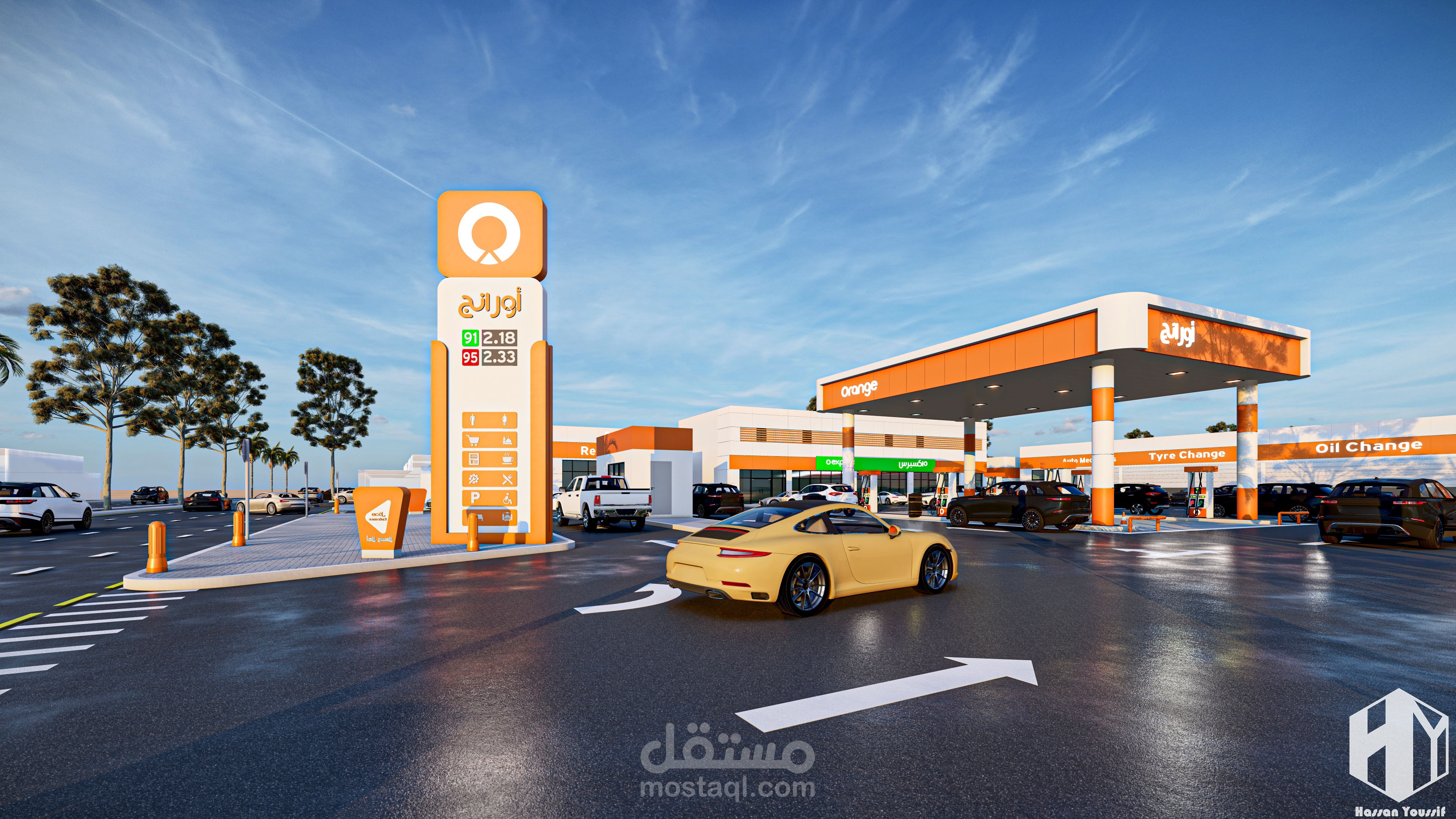 تصميم محطة وقود Orange رقم 3 بالمملكة العربية السعودية