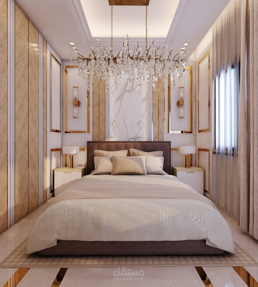 تصميم داخلي لغرفة نوم ماستر نيو كلاسيك New Classic Master Bedroom Interior Design