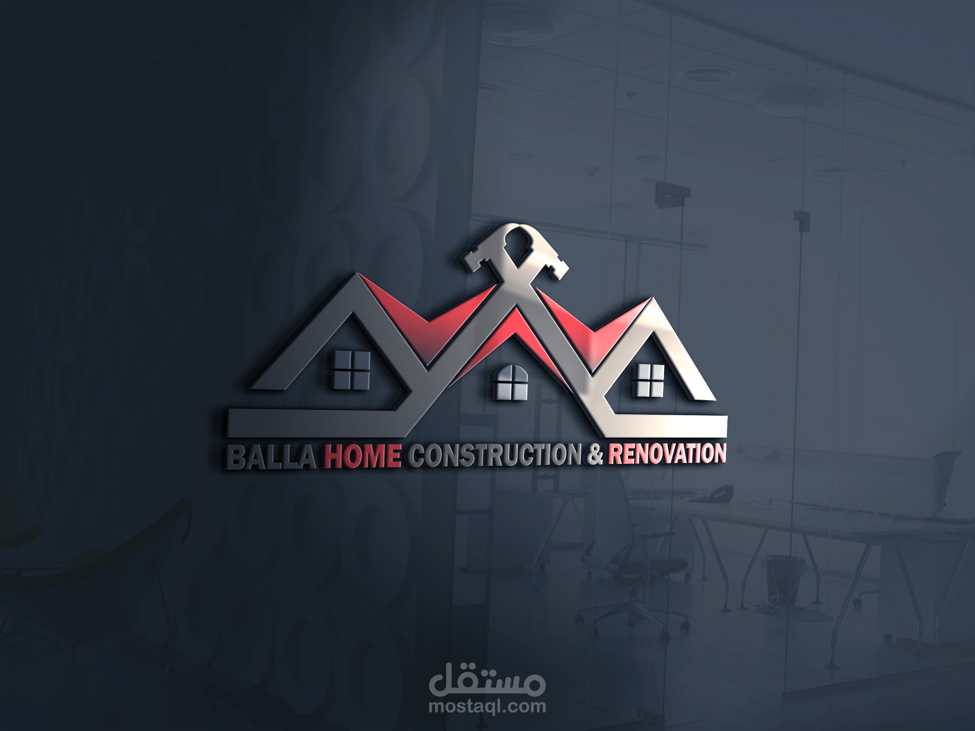 شعار احترافي لشركة أمريكية Balla Home Construction & Renovation