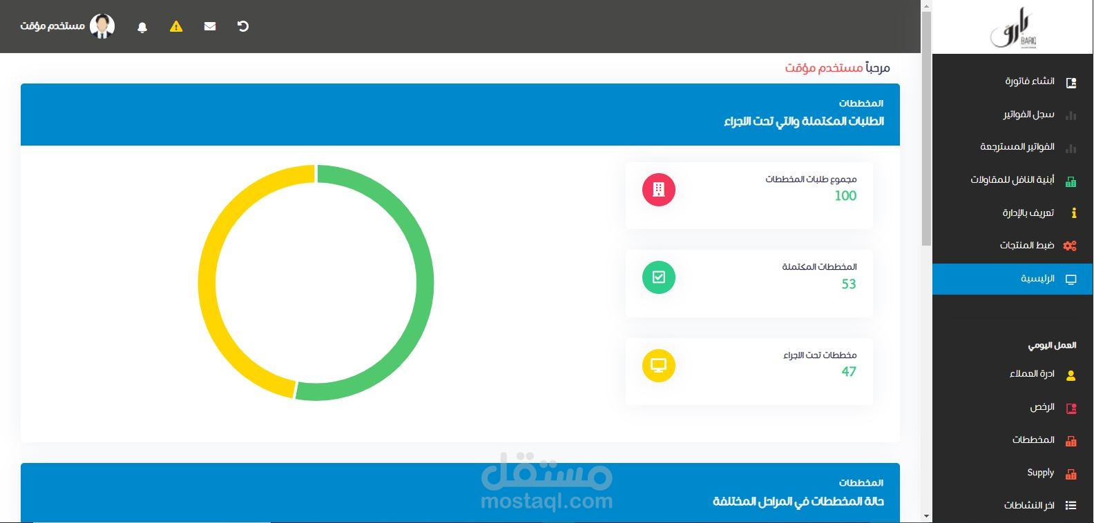 نظام ادارة الطلبات وشؤون الموظفين لمكتب استشارات هندسية