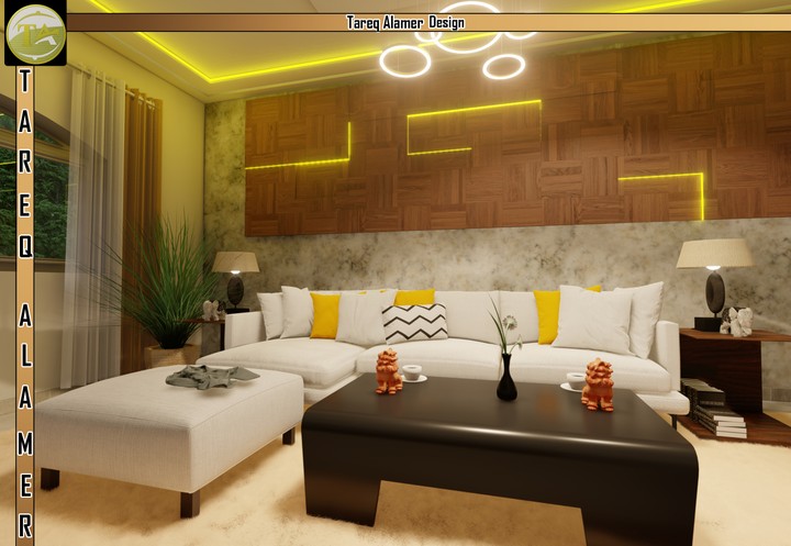 design & rendeing for living room - تصميم غرفة معيشة