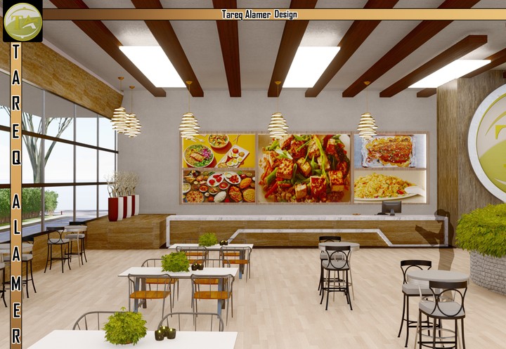 Full design for cafe- تصميم كامل لكافتيريا مطلة على البحر