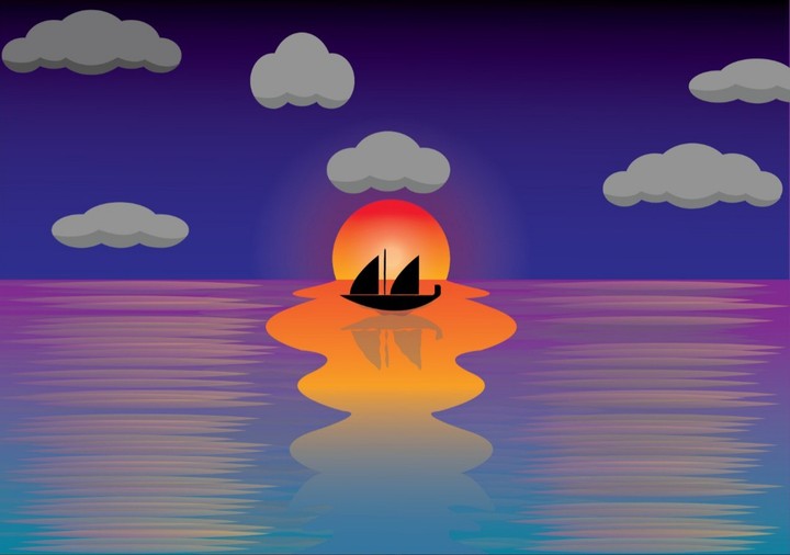 Illustration of the sunset