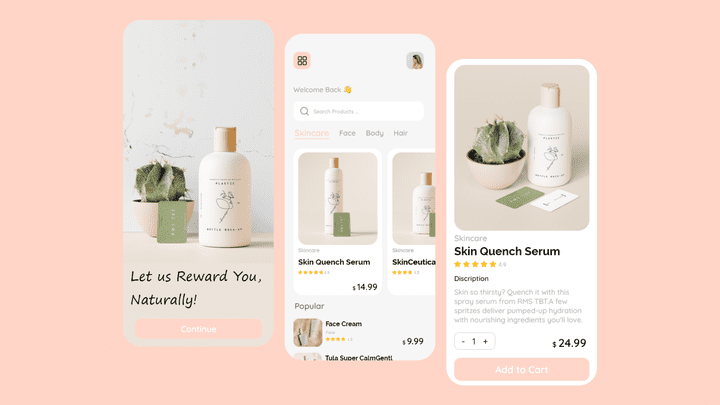 Skincare mobile app concept