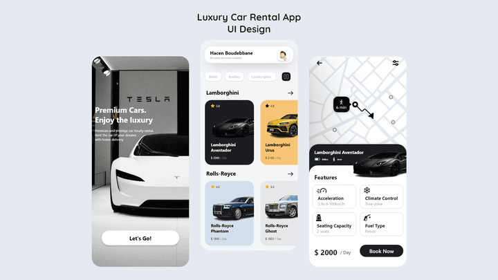 Luxury Car Rental App UI Design