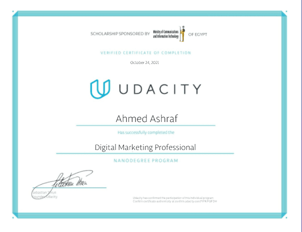 Digital Marketing professional nanodegree From Udacity