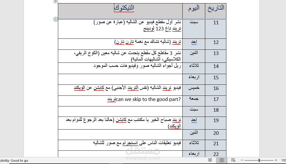 خطة تسويقية لنشر فيديوهات تريند على تيكتوك.