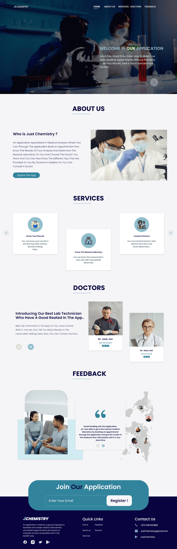 Landing Page for Medical Laboratory
