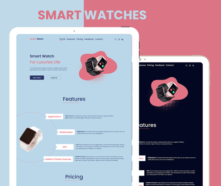 Smart Wathes Landing Page (Dark & Light mode)