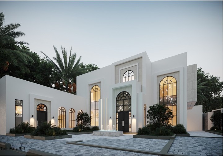 التصميم المعماري لفيلا سكنية واظهار الواجهات