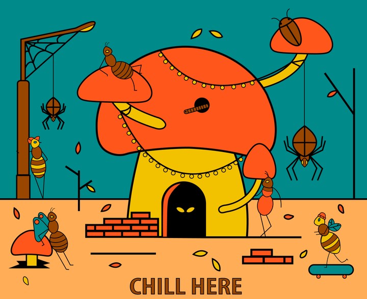 Chill Here) drawing by Illustrator(