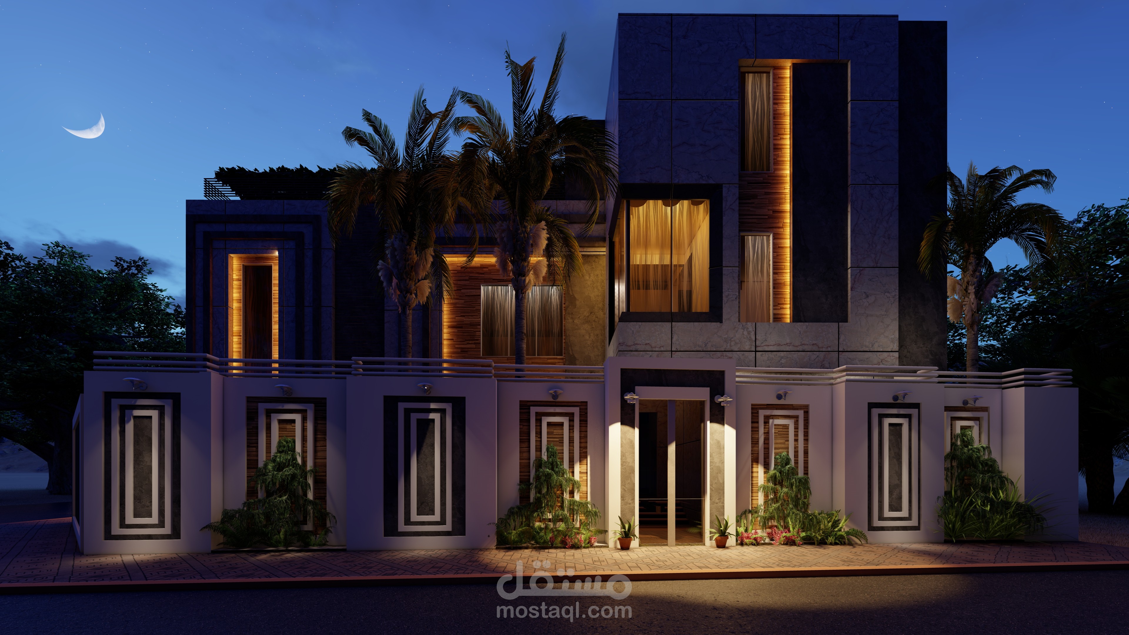 تصميم فلة من دورين وملحق
