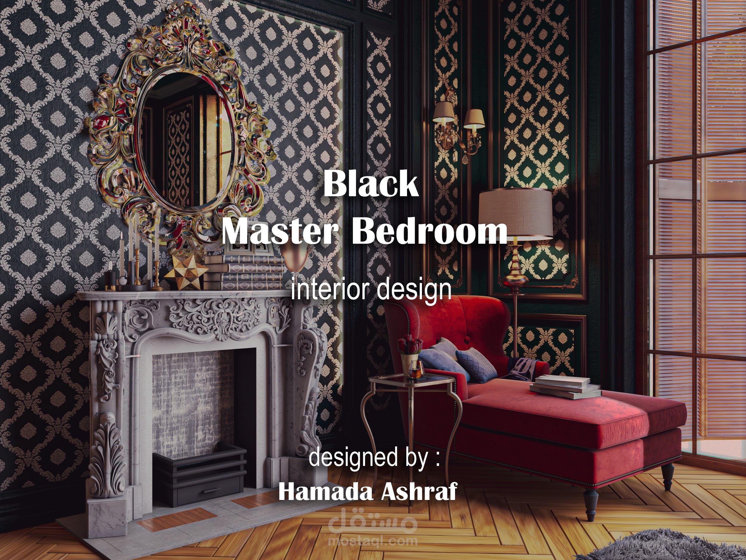 Classic black master bedroom