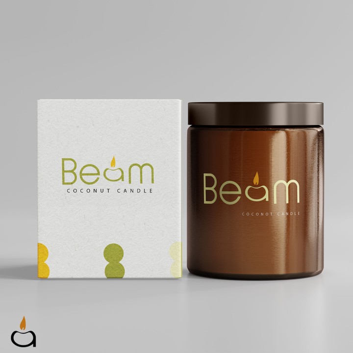 beam candle logo, pakeging front store